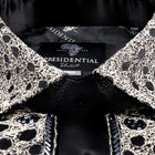 Black Diamante Iconic 100% Silk Shirt With Chest Embroidery