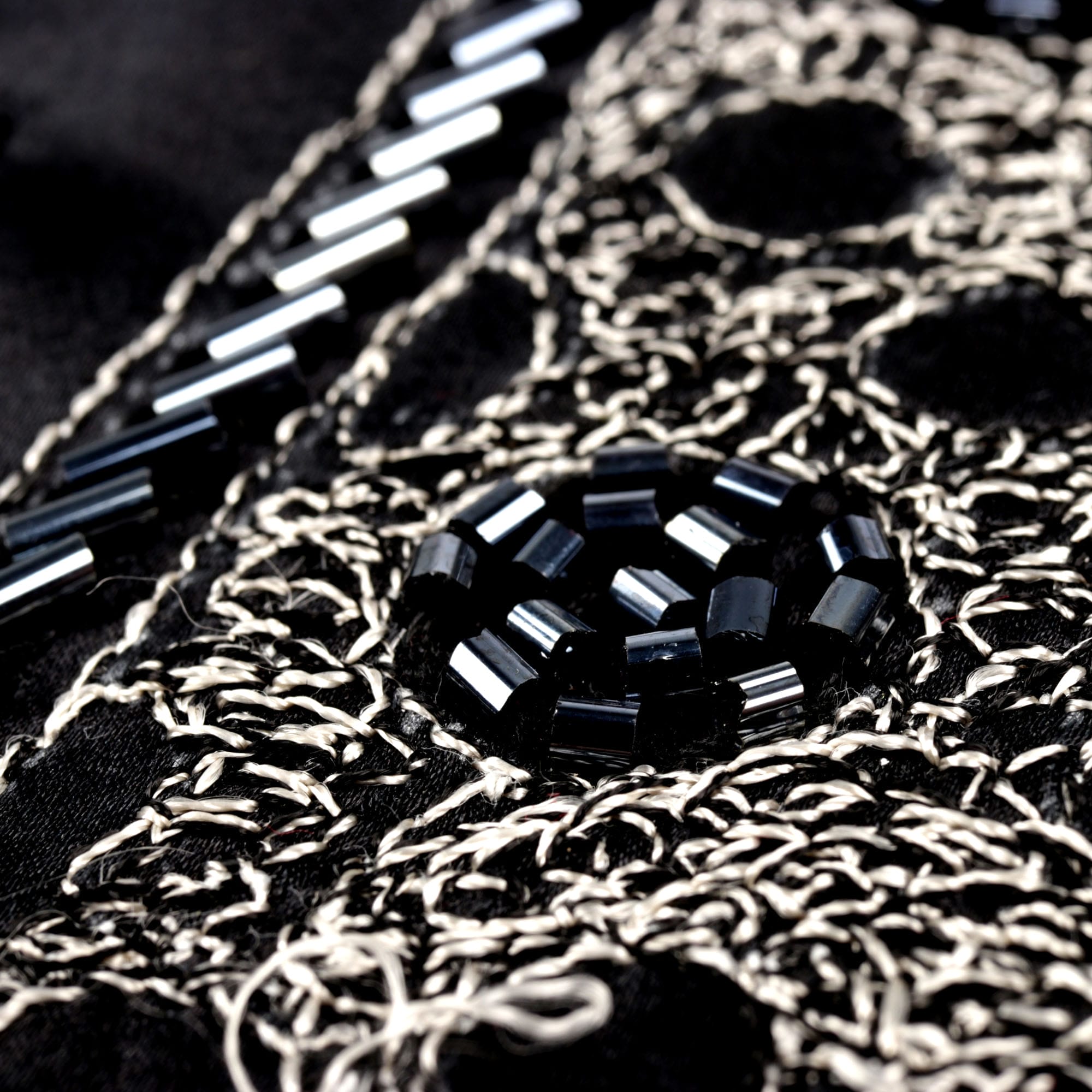 Black Diamante Iconic 100% Silk Shirt With Chest Embroidery