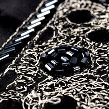 Black Diamante Iconic 100% Silk Shirt With Chest Embroidery