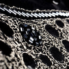 Black Diamante Iconic 100% Silk Shirt With Chest Embroidery