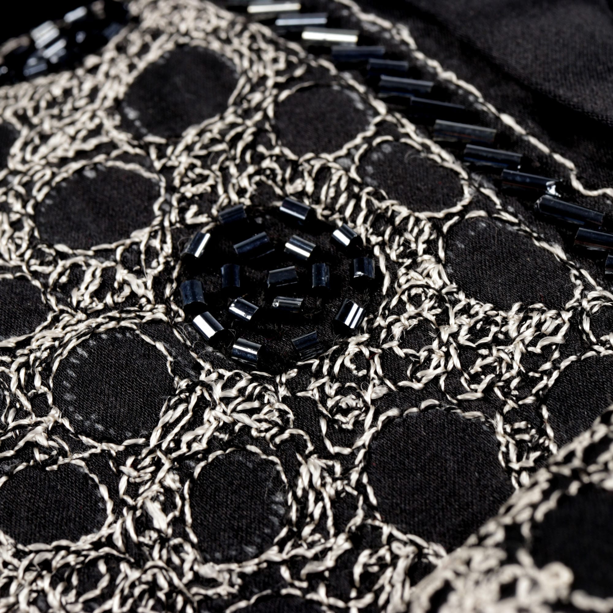 Black Diamante Iconic 100% Silk Shirt With Chest Embroidery