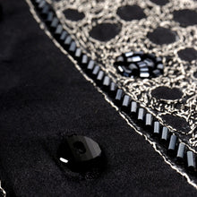 Black Diamante Iconic 100% Silk Shirt With Chest Embroidery