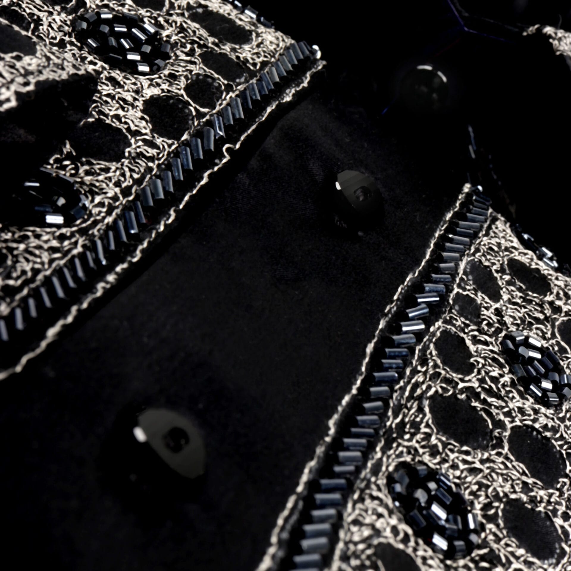 Black Diamante Iconic 100% Silk Shirt With Chest Embroidery