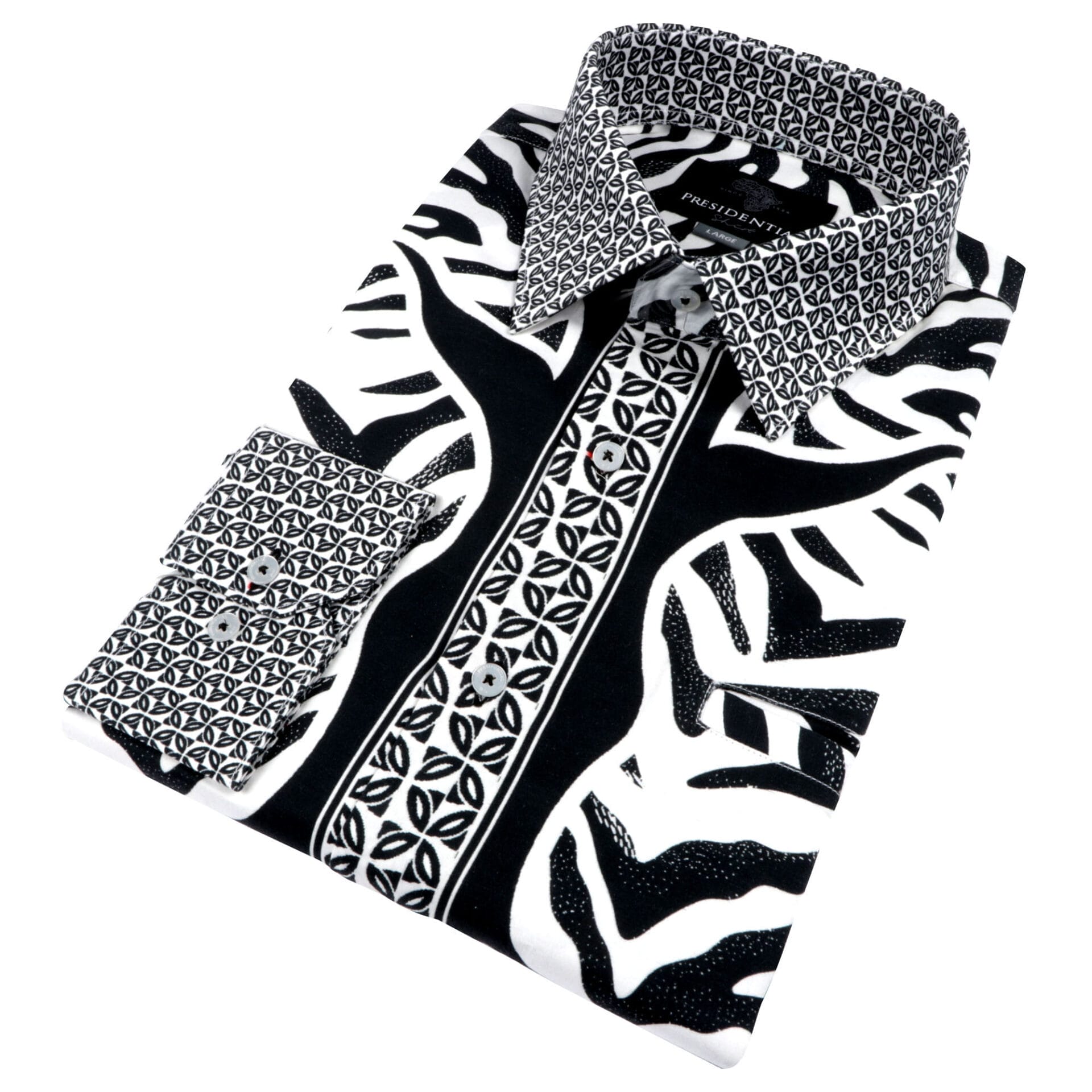 Traditional Zebra Men's Long Sleeve Printed Cotton Shirt