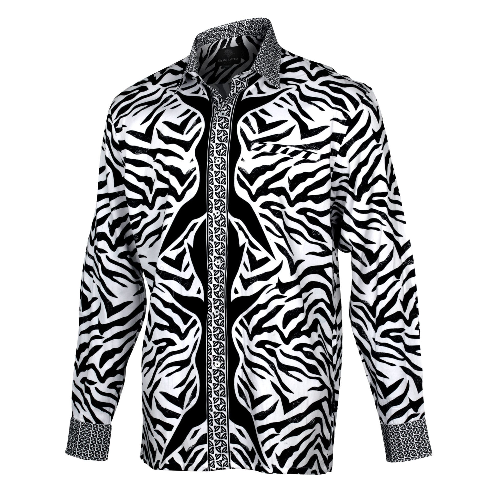 Traditional Zebra Men's Long Sleeve Printed Cotton Shirt