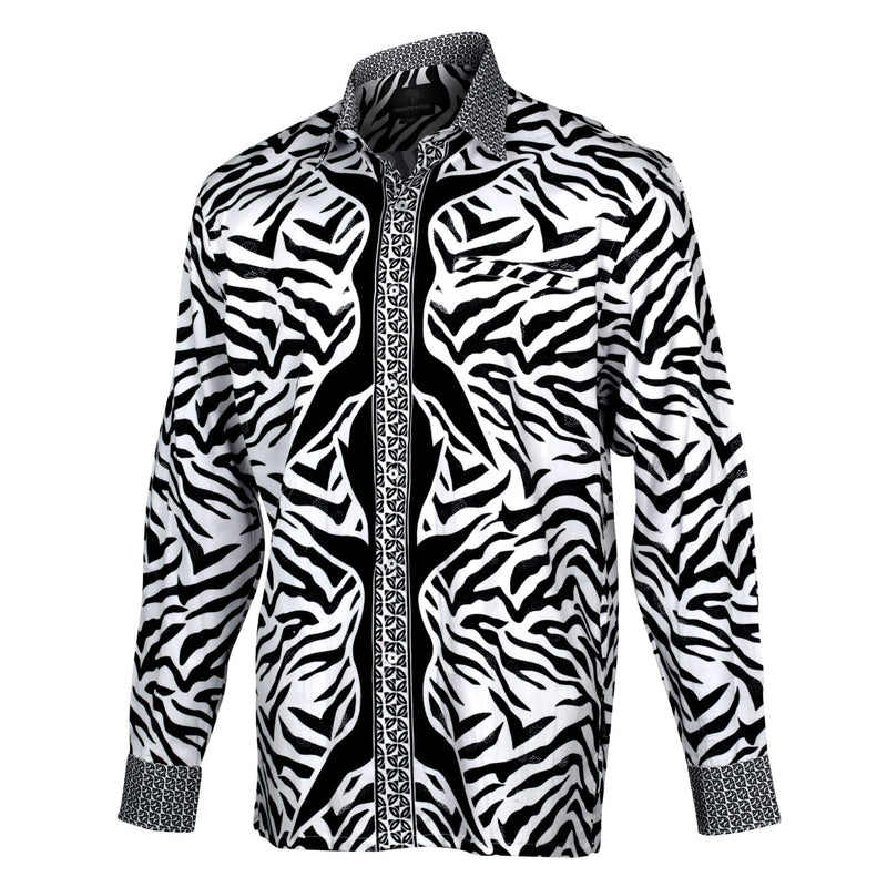 Traditional Zebra Men's Long Sleeve Printed Cotton Shirt