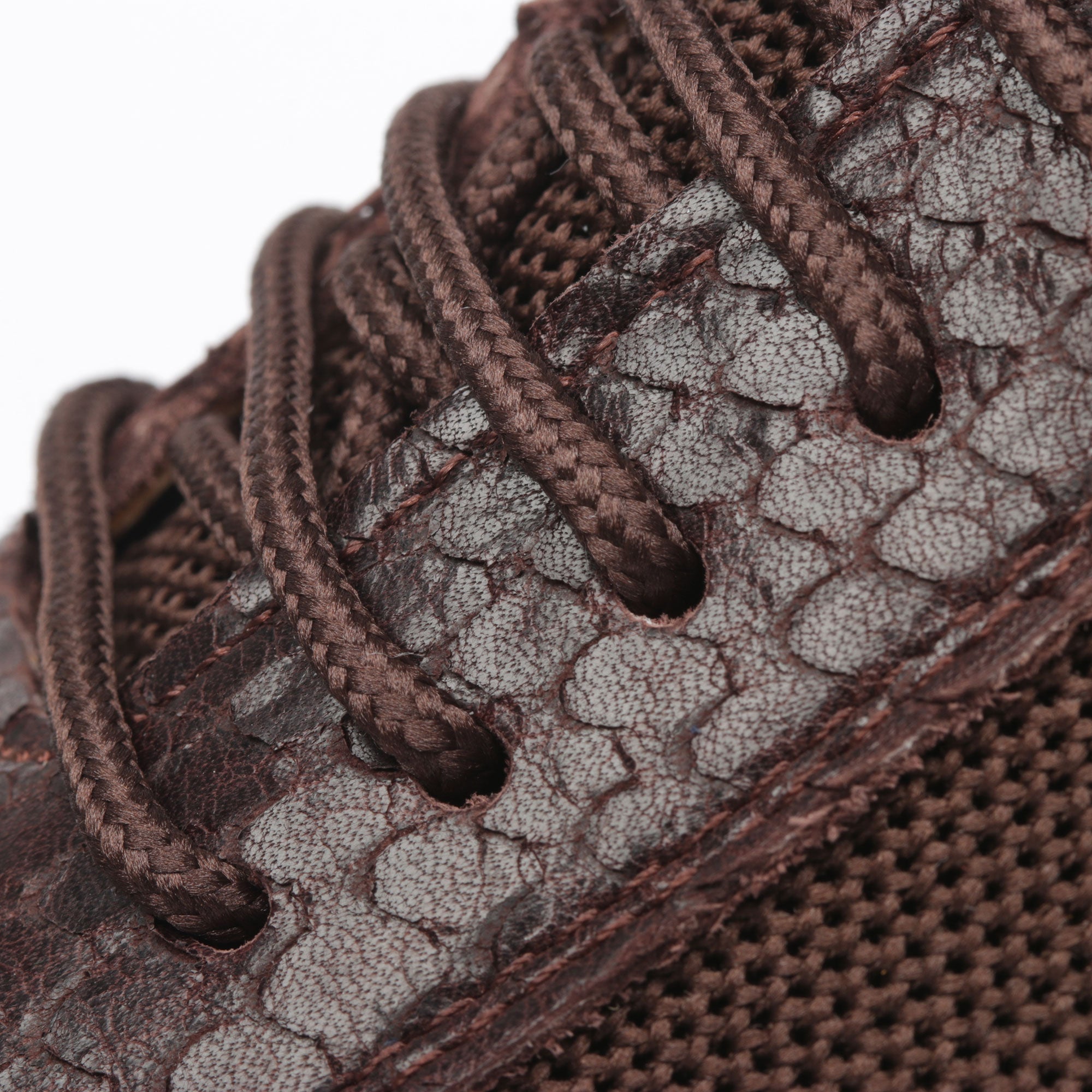 Men’s Chocolate Brown Leather Sneakers – Croc Textured Casual Dress Shoes