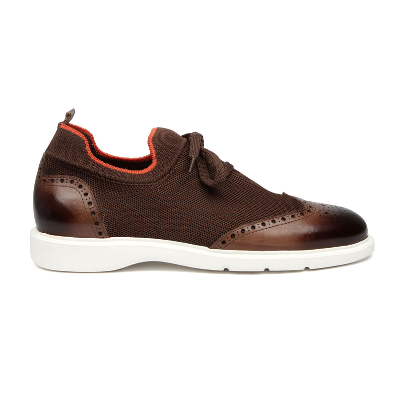 Men’s Brown Leather Sneakers – Brogue Style Casual Dress Shoes
