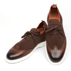 Men’s Brown Leather Sneakers – Brogue Style Casual Dress Shoes