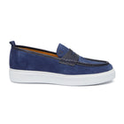 Men’s Blue Leather Sneakers – Loafer-Inspired Smart Casual Shoes