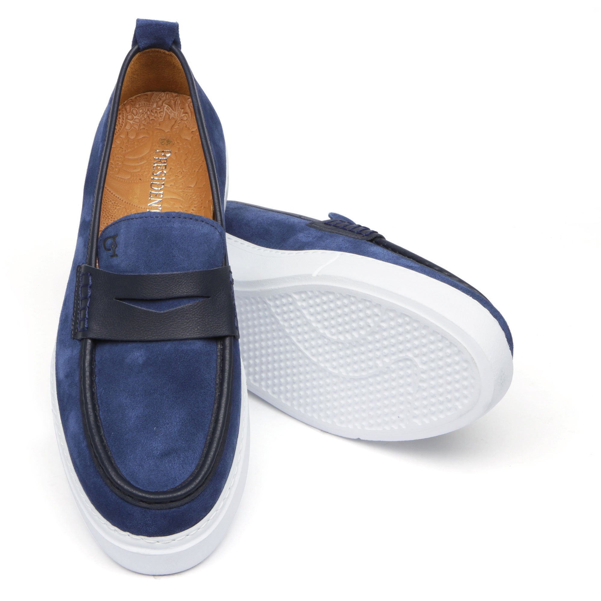 Men’s Blue Leather Sneakers – Loafer-Inspired Smart Casual Shoes