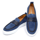Men’s Blue Leather Sneakers – Loafer-Inspired Smart Casual Shoes
