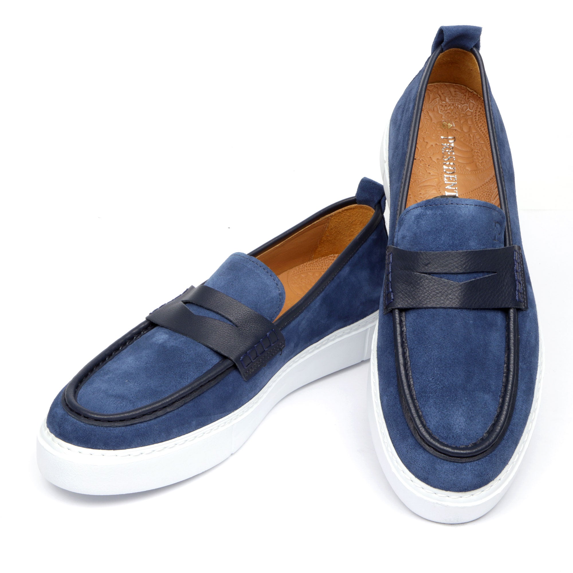 Men’s Blue Leather Sneakers – Loafer-Inspired Smart Casual Shoes
