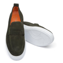 Men’s Olive Leather Sneakers – Loafer-Inspired Smart Casual Shoes