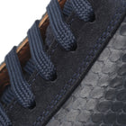 Men’s Navy Leather Sneakers – Snake Textured Casual Dress Shoes