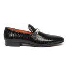 Classic Snake Black Men’s Leather Loafers – Elegant Formal Dress Shoes