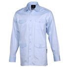 Light Blue Safari Multi-Pocket Pleated Epaulettes Long Sleeve Shirt