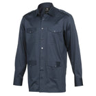 Navy Safari Multi-Pocket Pleated Epaulettes Long Sleeve Shirt