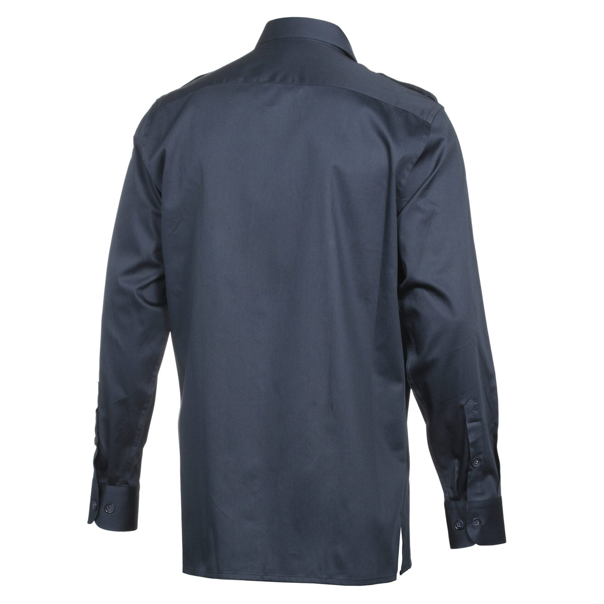 Navy Safari Multi-Pocket Pleated Epaulettes Long Sleeve Shirt