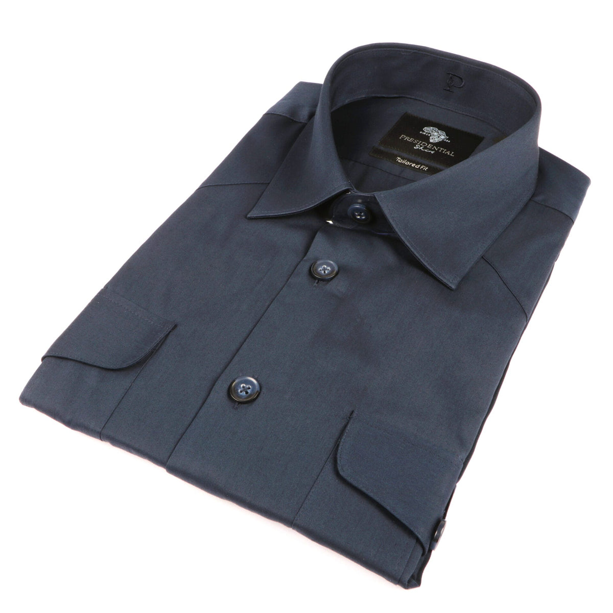 Navy Safari Multi-Pocket Pleated Epaulettes Long Sleeve Shirt