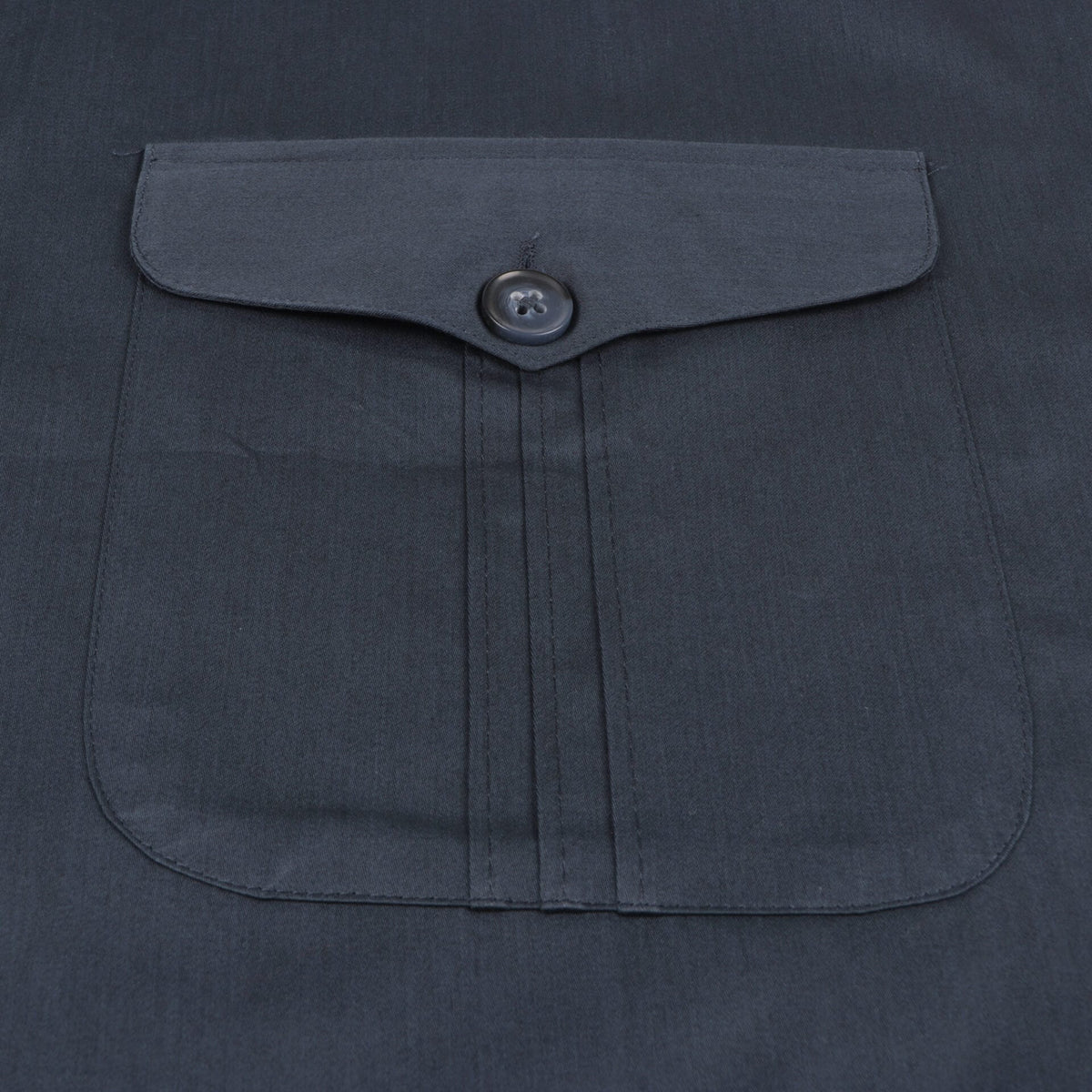 Navy Safari Multi-Pocket Pleated Epaulettes Long Sleeve Shirt