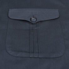 Navy Safari Multi-Pocket Pleated Epaulettes Long Sleeve Shirt