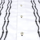 Embroidered Zig-Zag White Long Sleeve Cotton Men's Shirt