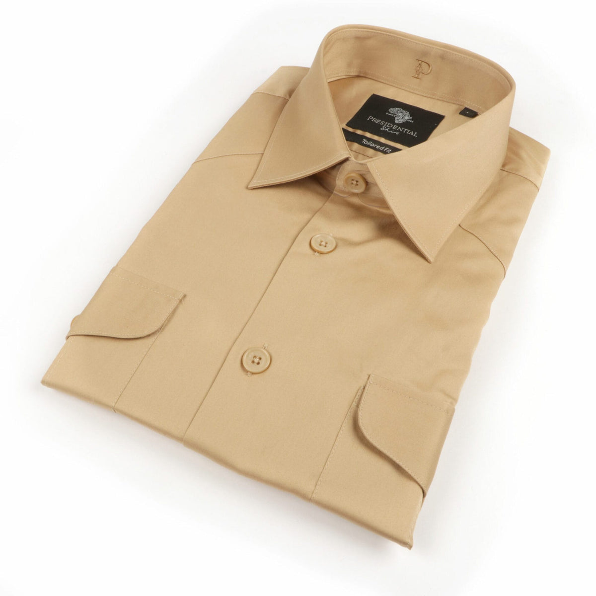 Khaki Safari Multi-Pocket Pleated Epaulettes Long Sleeve Shirt