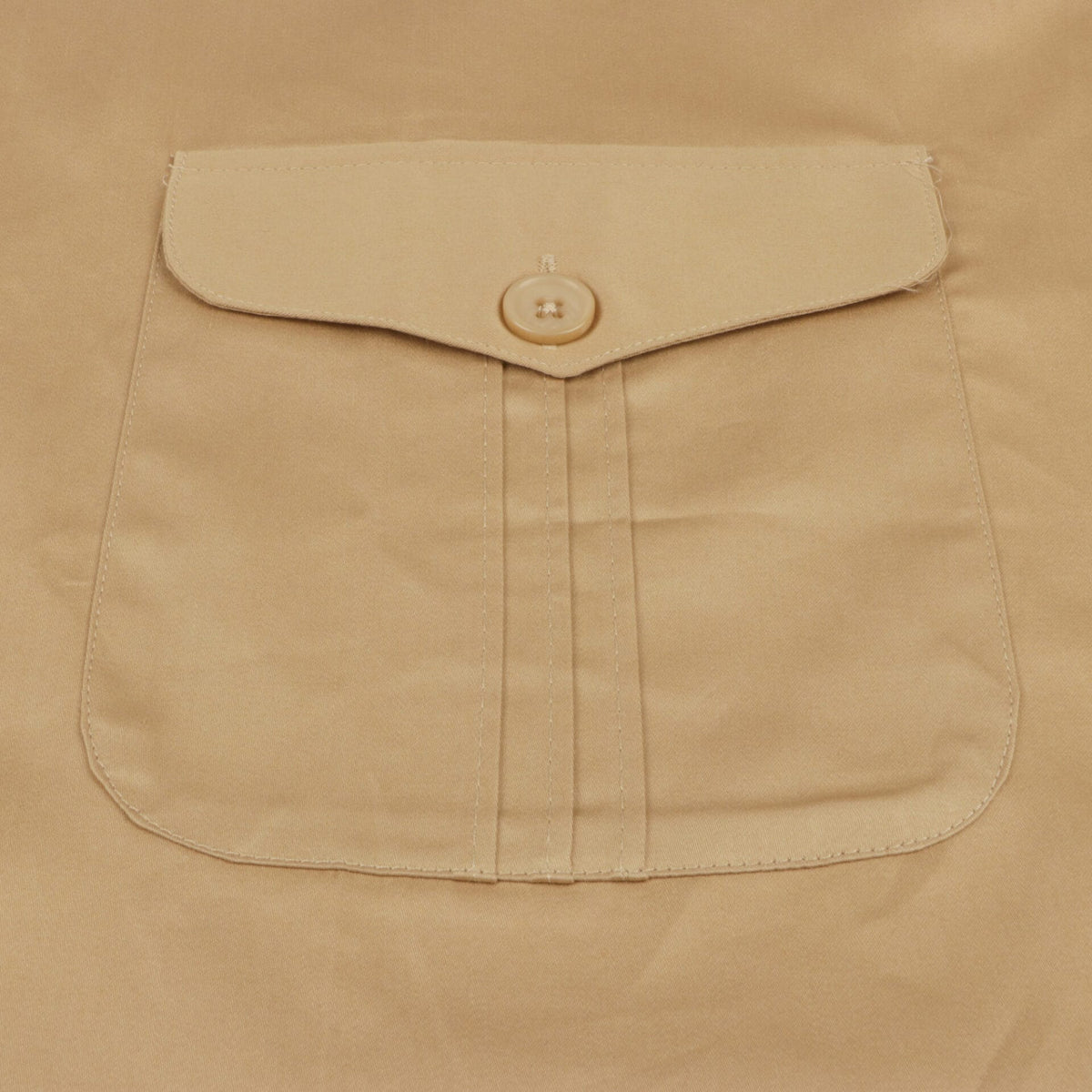 Khaki Safari Multi-Pocket Pleated Epaulettes Long Sleeve Shirt