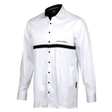 Chest Horizontal Beam White Long Sleeve Cotton Men's Shirt