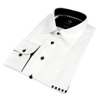 Chest Horizontal Beam White Long Sleeve Cotton Men's Shirt
