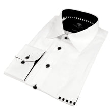 Chest Horizontal Beam White Long Sleeve Cotton Men's Shirt