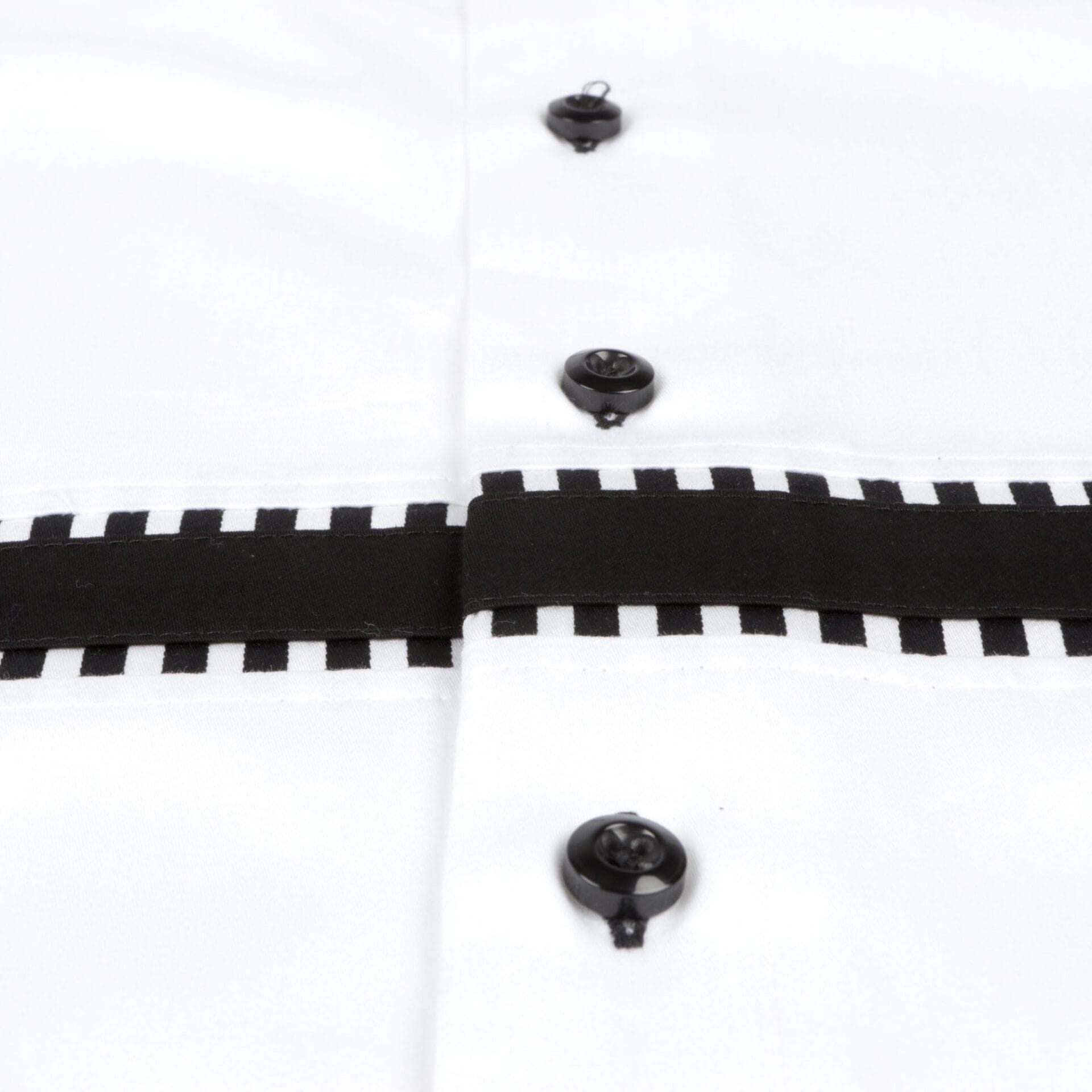 Chest Horizontal Beam White Long Sleeve Cotton Men's Shirt