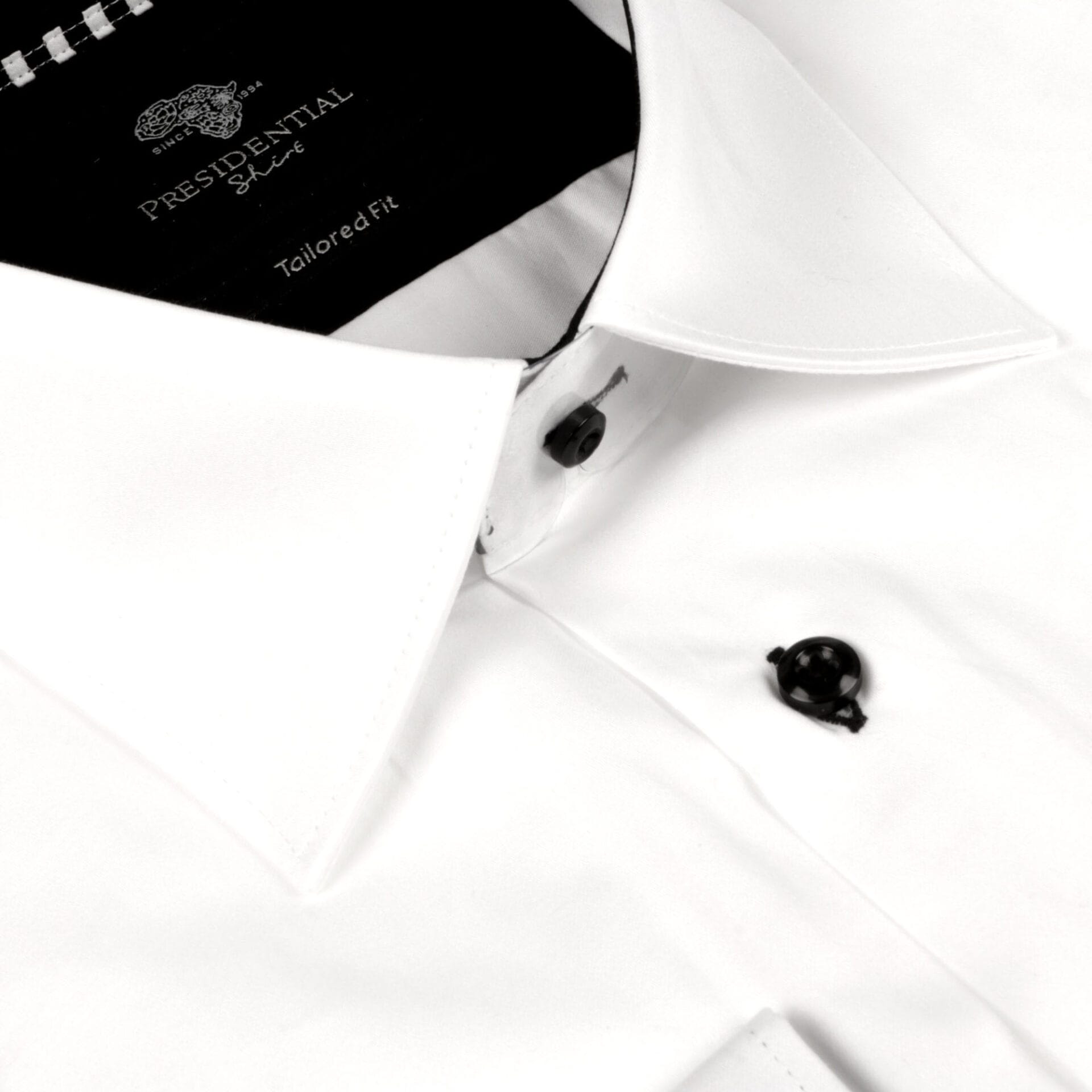 Chest Horizontal Beam White Long Sleeve Cotton Men's Shirt