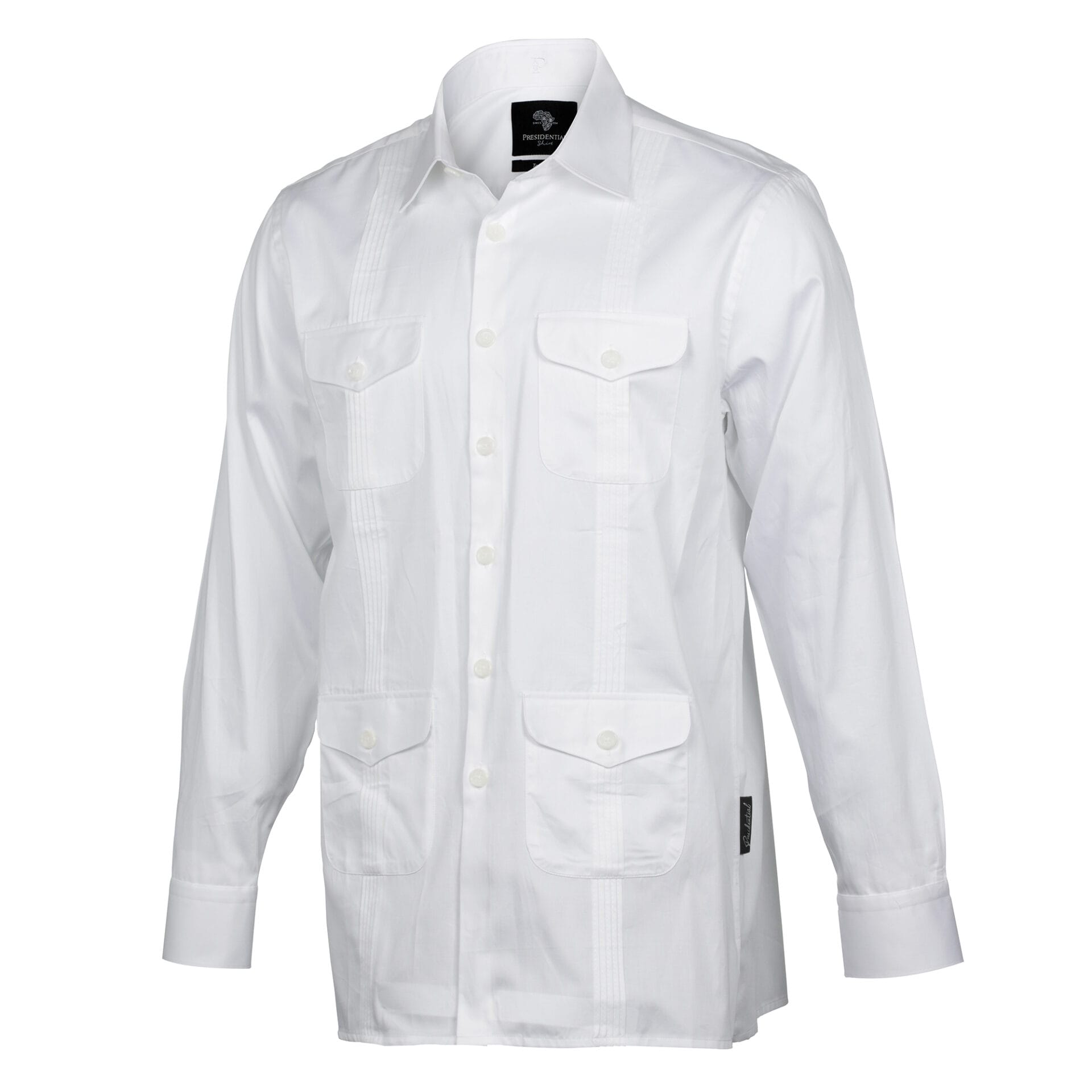 White Quest Multi-Pocket Pleated Long Sleeve Shirt