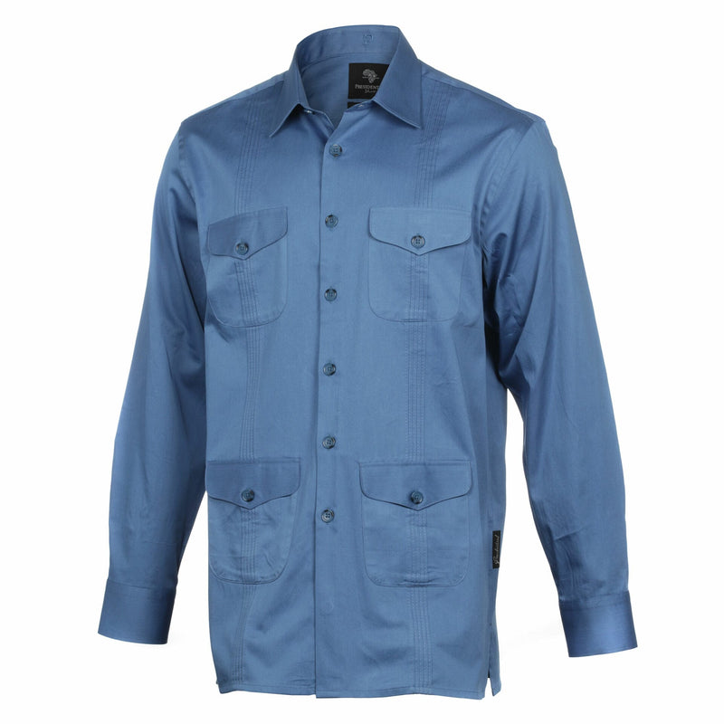 Blue Quest Multi-Pocket Pleated Long Sleeve Shirt