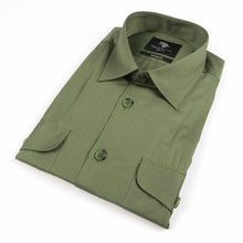 Olive Quest Multi-Pocket Pleated Long Sleeve Shirt