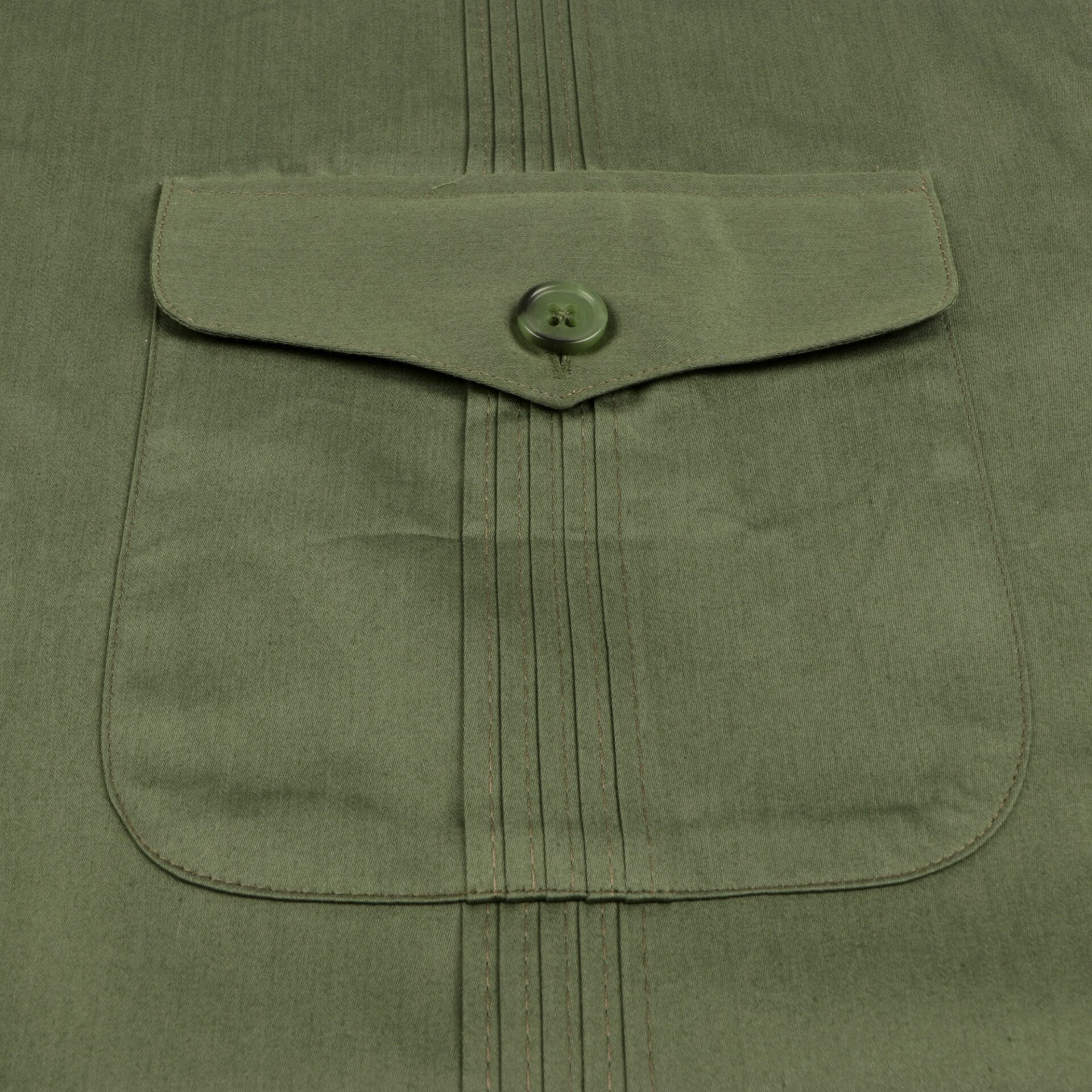 Olive Quest Multi-Pocket Pleated Long Sleeve Shirt