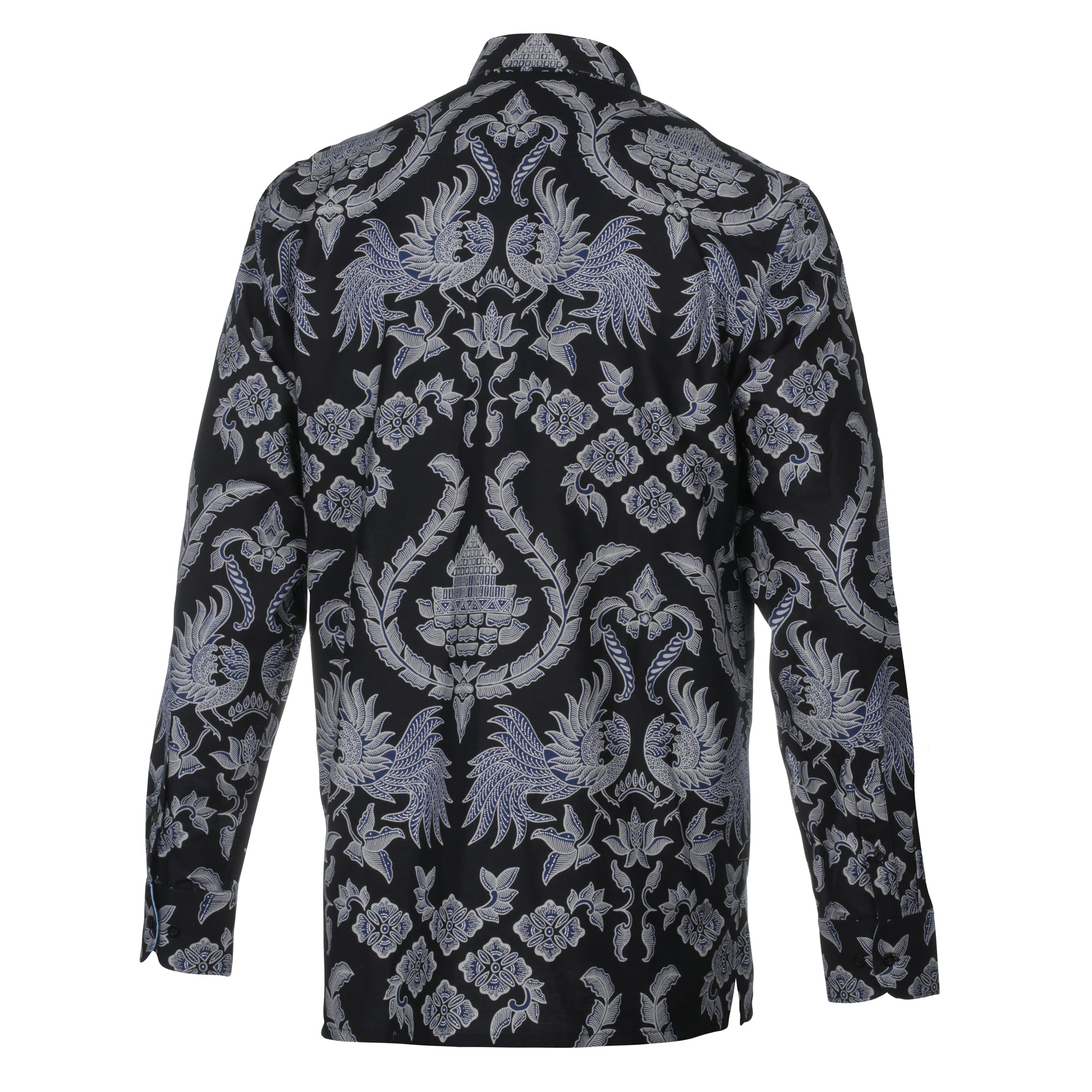 Blue Bird - Black Men's Long Sleeve Printed Cotton Shirt