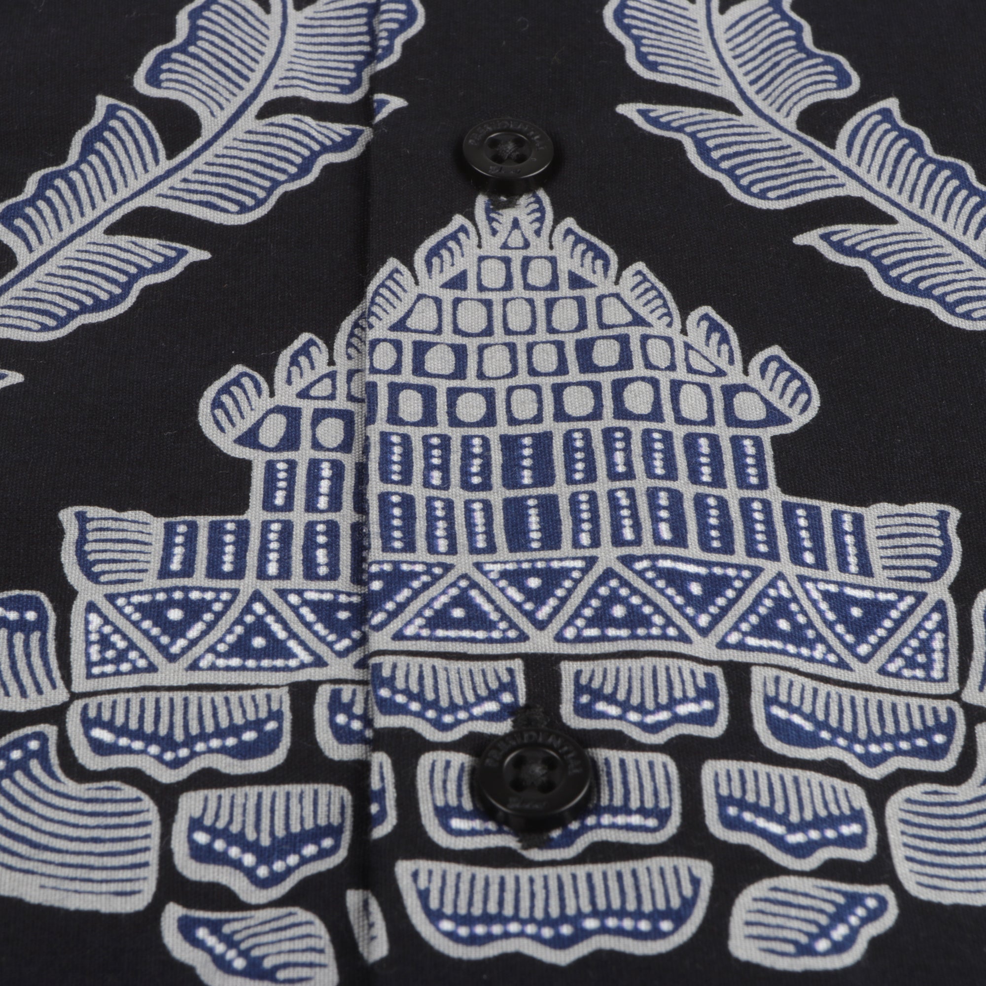 Blue Bird - Black Men's Long Sleeve Printed Cotton Shirt