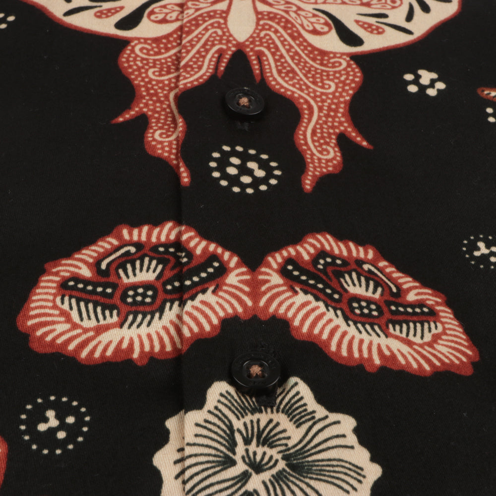 Mandela's Rose Black - Men's Long Sleeve Printed Cotton Shirt