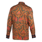 Autum Leaves Blue Men's Long Sleeve Printed Cotton Shirt