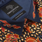 Autum Leaves Blue Men's Long Sleeve Printed Cotton Shirt