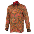 Autumn Leaves Brown - Men's Long Sleeve Printed Cotton Shirt