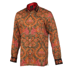 Autumn Leaves Brown - Men's Long Sleeve Printed Cotton Shirt