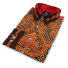 Autumn Leaves Brown - Men's Long Sleeve Printed Cotton Shirt
