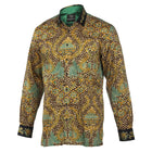 Autumn Leaves Green - Men's Long Sleeve Printed Cotton Shirt