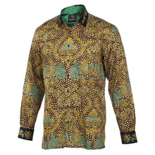 Autumn Leaves Green - Men's Long Sleeve Printed Cotton Shirt