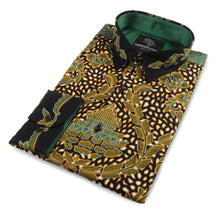 Autumn Leaves Green - Men's Long Sleeve Printed Cotton Shirt