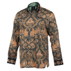 Autumn Leaves Black - Men's Long Sleeve Printed Cotton Shirt